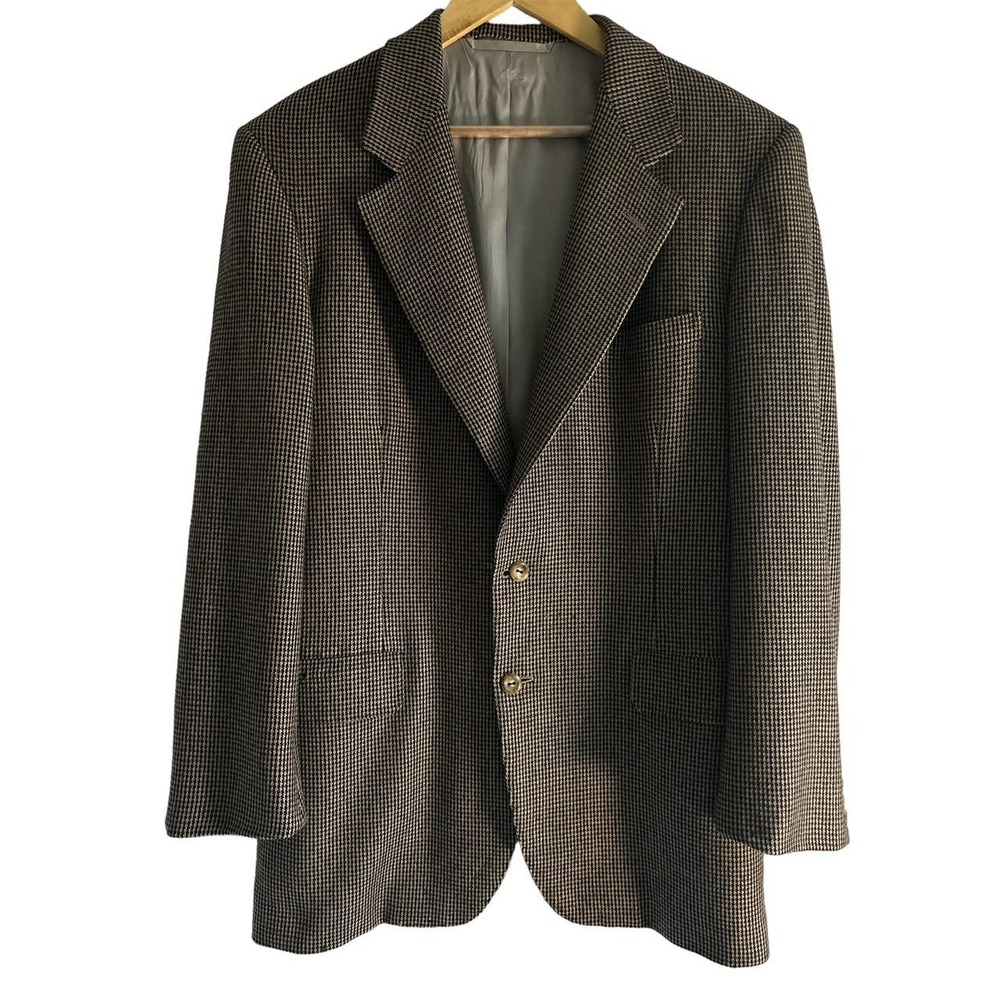 Bullock & Jones San‎ Francisco Size 42 Tall 100% Cashmere Houndstooth Blazer